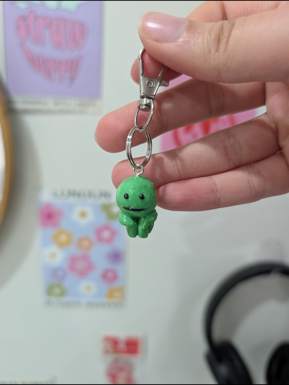 Handmade Cute Green Figurine Keychain